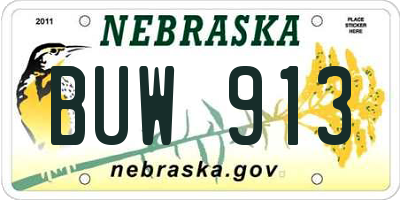 NE license plate BUW913