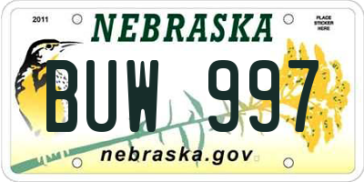 NE license plate BUW997