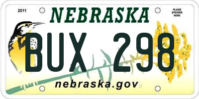 NE license plate BUX298
