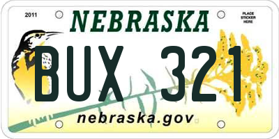 NE license plate BUX321
