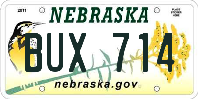 NE license plate BUX714