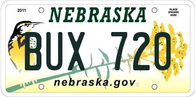 NE license plate BUX720