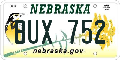 NE license plate BUX752