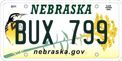 NE license plate BUX799