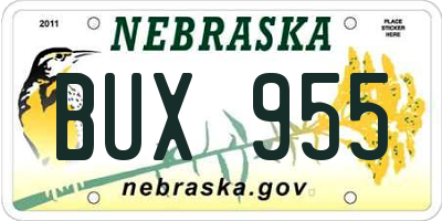 NE license plate BUX955