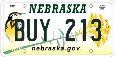 NE license plate BUY213