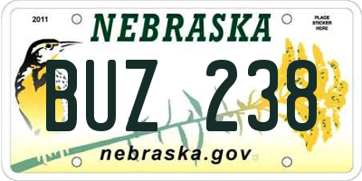 NE license plate BUZ238