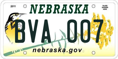 NE license plate BVA007