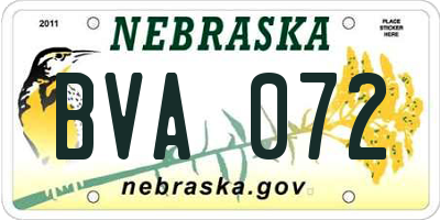 NE license plate BVA072