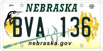 NE license plate BVA136