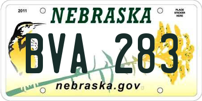 NE license plate BVA283