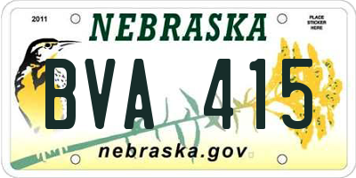 NE license plate BVA415