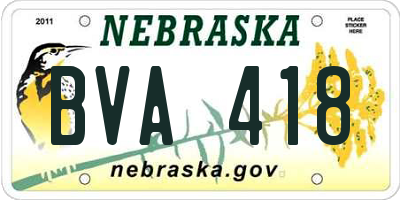 NE license plate BVA418