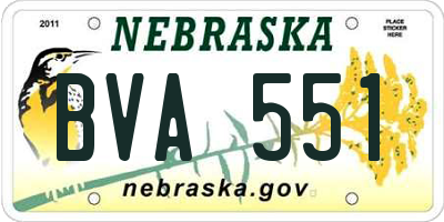 NE license plate BVA551