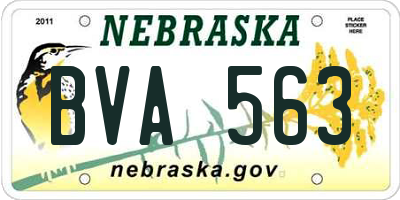 NE license plate BVA563