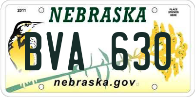 NE license plate BVA630