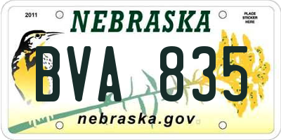 NE license plate BVA835