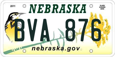 NE license plate BVA876