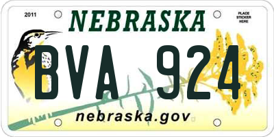 NE license plate BVA924