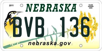 NE license plate BVB136