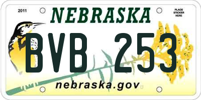 NE license plate BVB253