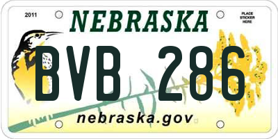 NE license plate BVB286