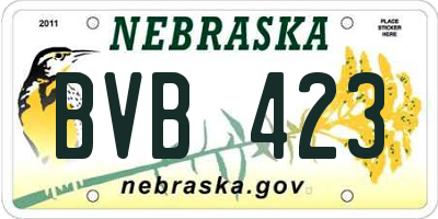 NE license plate BVB423