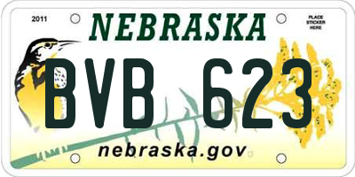 NE license plate BVB623