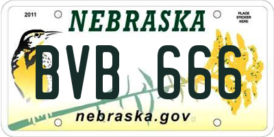 NE license plate BVB666