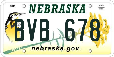 NE license plate BVB678
