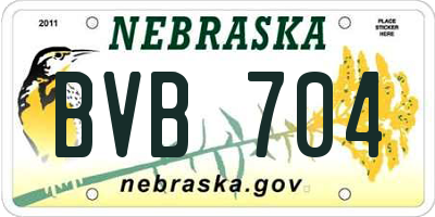 NE license plate BVB704