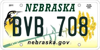NE license plate BVB708