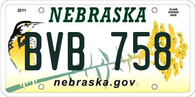 NE license plate BVB758