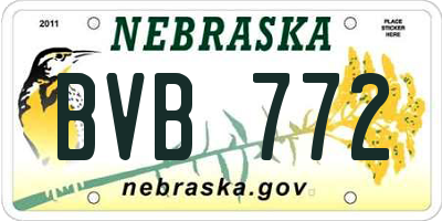 NE license plate BVB772