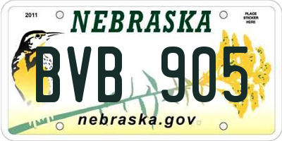 NE license plate BVB905