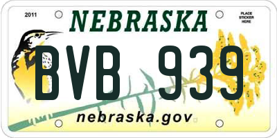 NE license plate BVB939