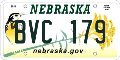 NE license plate BVC179