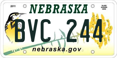 NE license plate BVC244