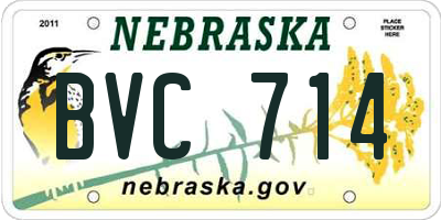 NE license plate BVC714