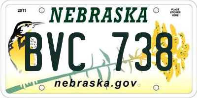 NE license plate BVC738