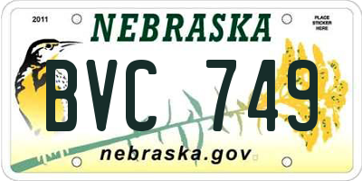 NE license plate BVC749
