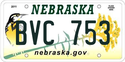 NE license plate BVC753