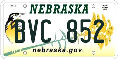 NE license plate BVC852