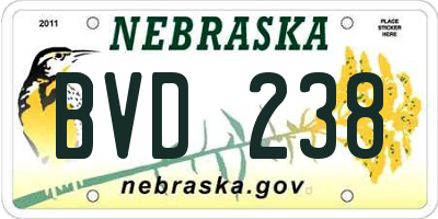 NE license plate BVD238