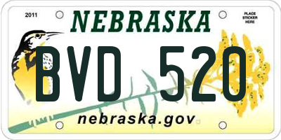 NE license plate BVD520