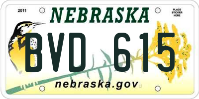 NE license plate BVD615