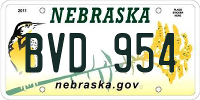 NE license plate BVD954