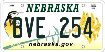 NE license plate BVE254