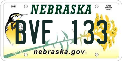 NE license plate BVF133