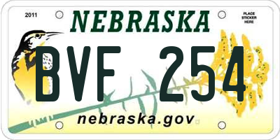 NE license plate BVF254